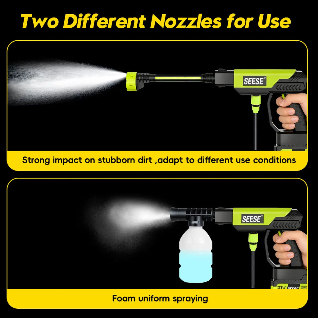 SEESE Cordless Pressure Washer with Single Port Charger Base - Portable Cleaning Solution for Cars, Home, and Garden Watering