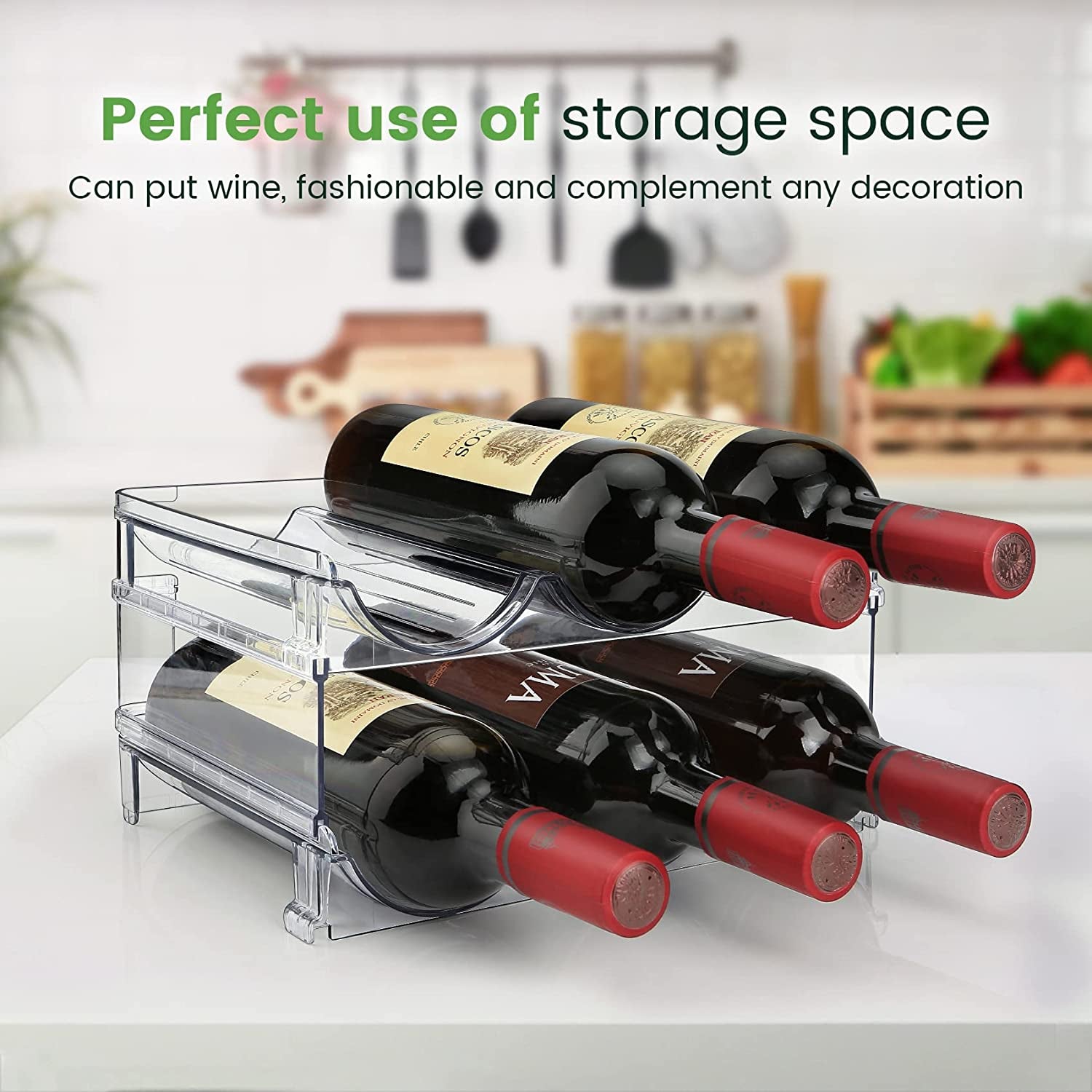 Water Bottle Storage Solution for Cabinets - Set of 2 Stackable Organizers