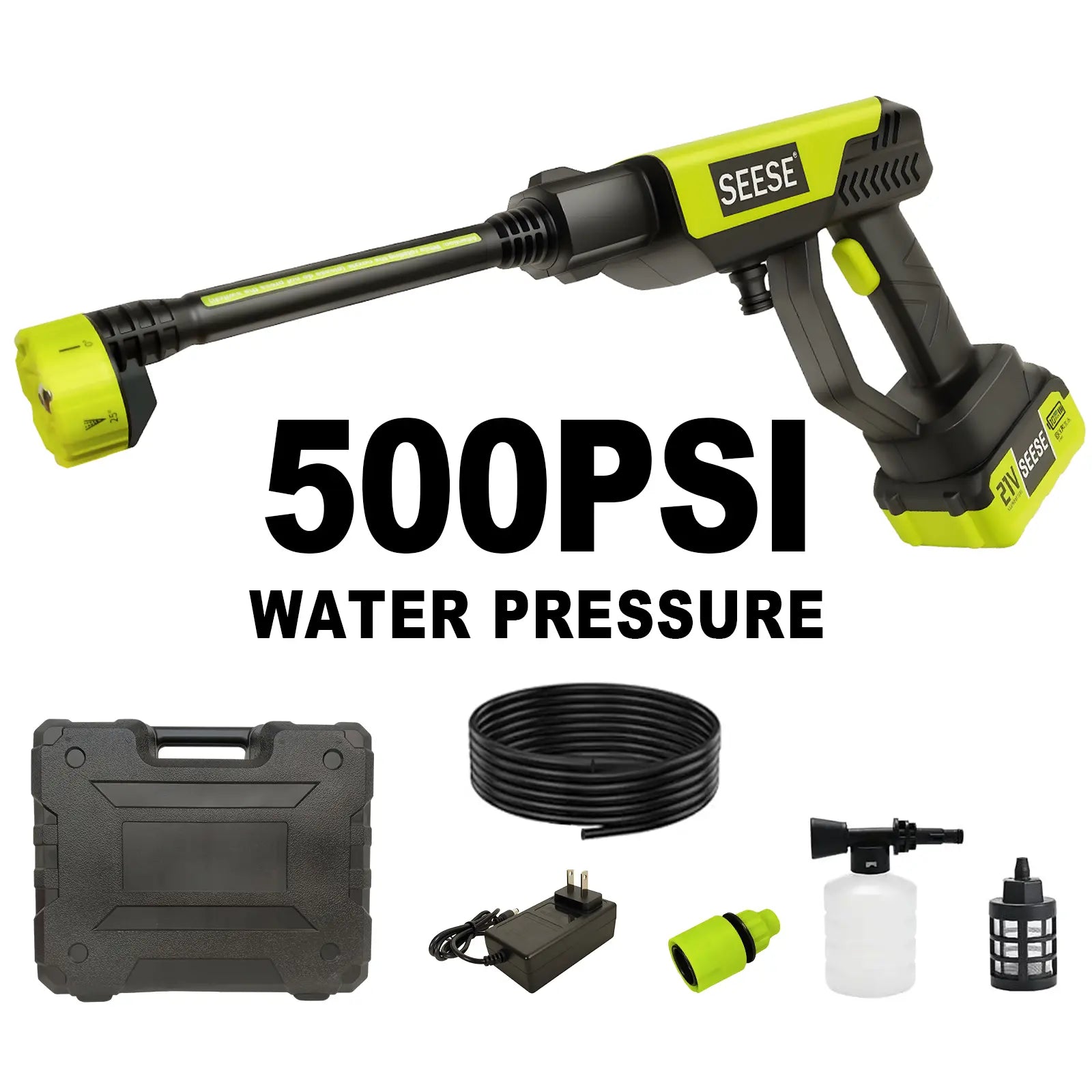 SEESE Cordless Pressure Washer with Single Port Charger Base - Portable Cleaning Solution for Cars, Home, and Garden Watering