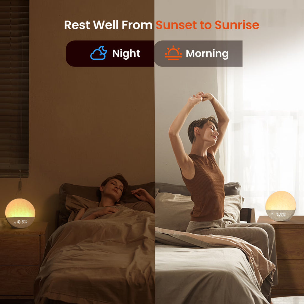 Sunrise Alarm Clock & Sound Machine with Dimmable Night Light for Bedrooms
