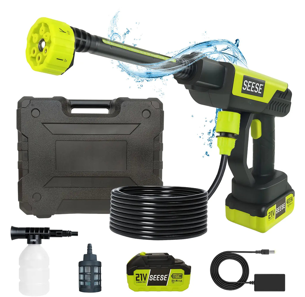 SEESE Cordless Pressure Washer with Single Port Charger Base - Portable Cleaning Solution for Cars, Home, and Garden Watering