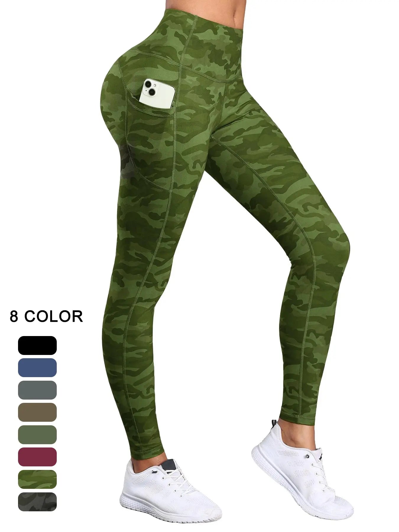 Women's High Waist Solid Sports Leggings with Pockets - Breathable and Comfortable Activewear for Yoga and Gym Workouts, Year-Round Essentials