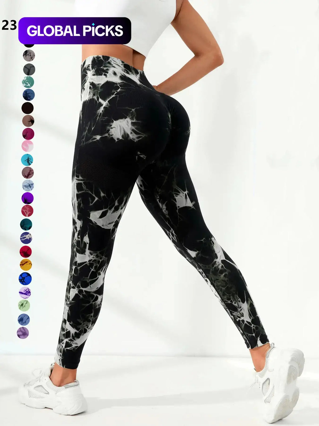 Women's High Waist Sports Leggings in Plain and Tie Dye Prints - Premium Gym and Yoga Wear for Fitness and Outdoor Activities