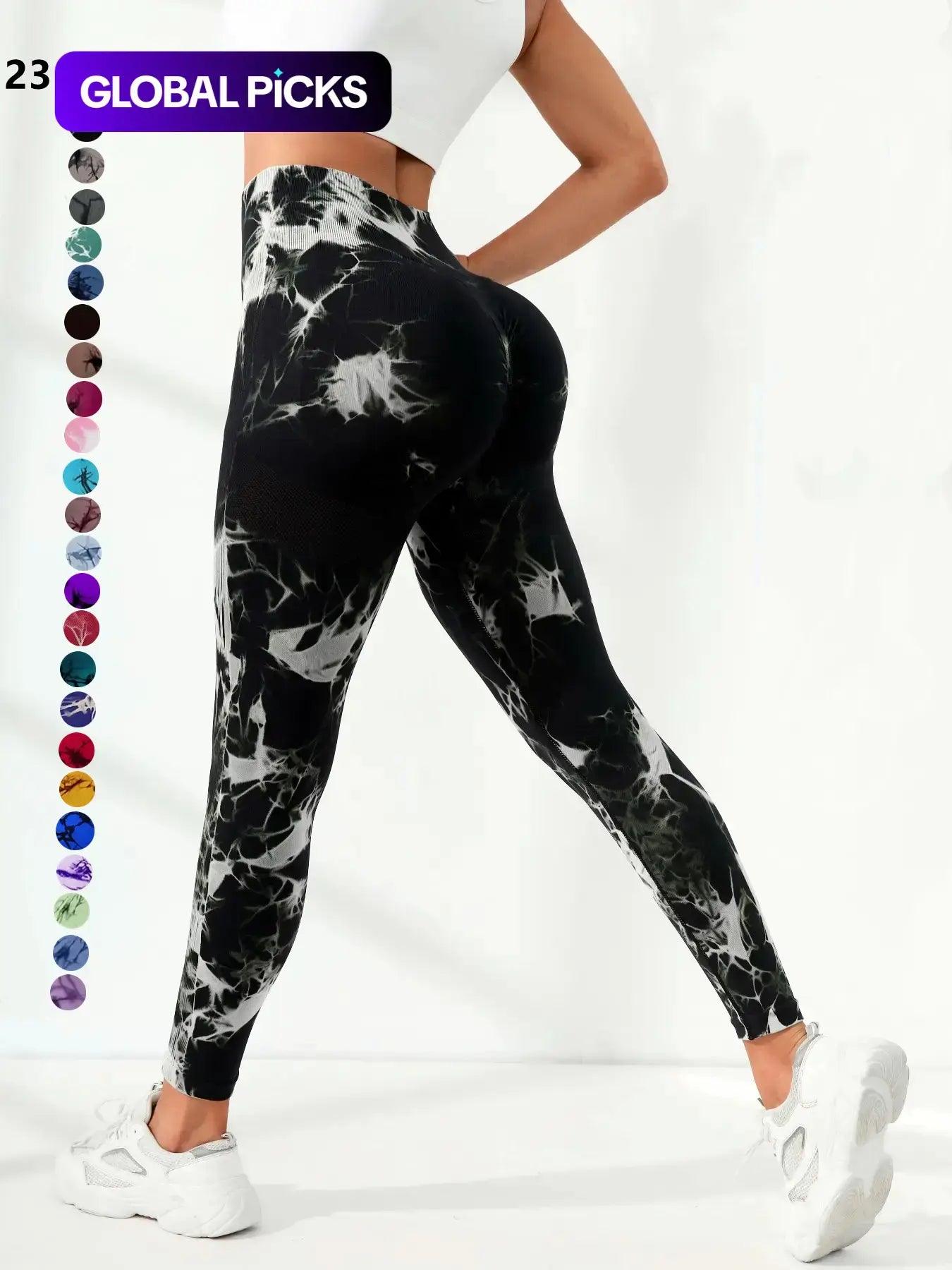 Women's High Waist Sports Leggings in Plain and Tie Dye Prints - Premium Gym and Yoga Wear for Fitness and Outdoor Activities