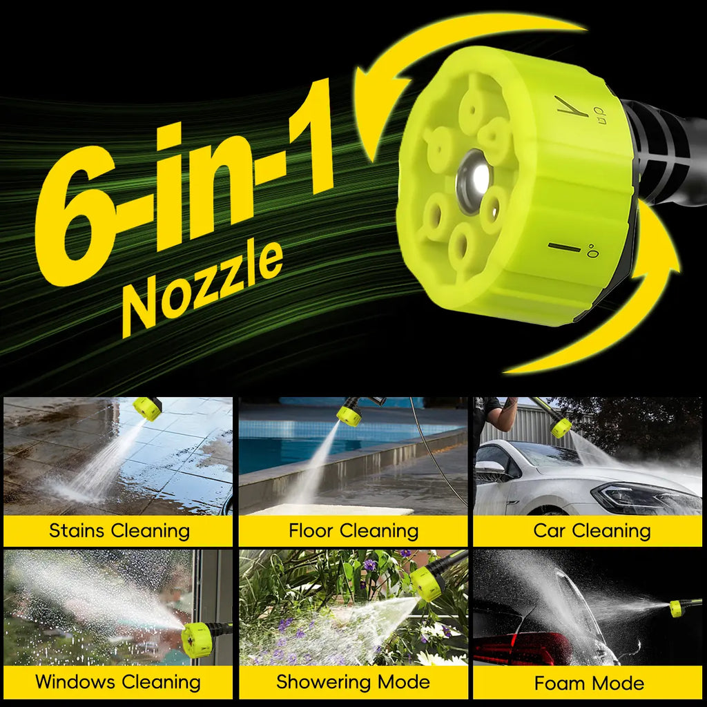 SEESE Cordless Pressure Washer with Single Port Charger Base - Portable Cleaning Solution for Cars, Home, and Garden Watering