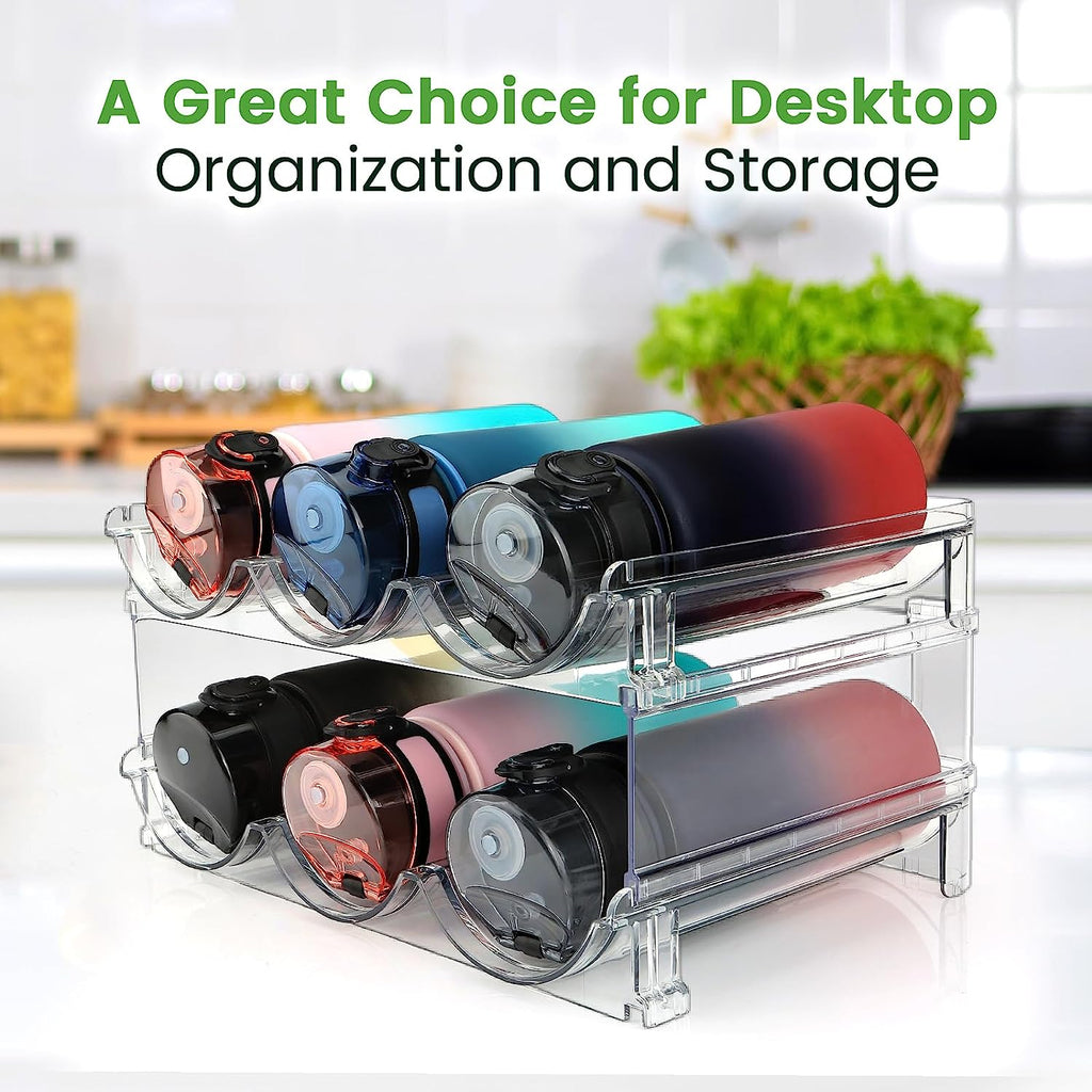 Water Bottle Storage Solution for Cabinets - Set of 2 Stackable Organizers