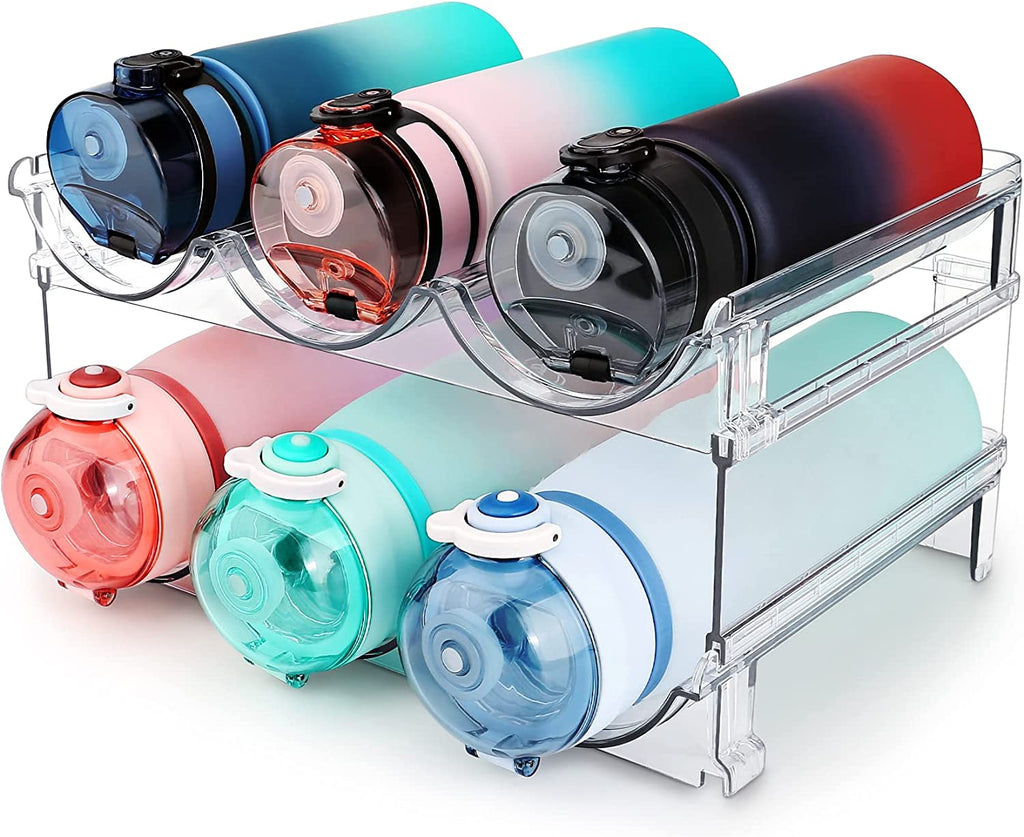Water Bottle Storage Solution for Cabinets - Set of 2 Stackable Organizers