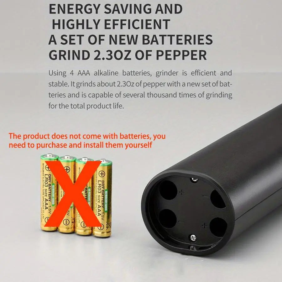 Electric Salt and Pepper Grinder Set - Battery-Operated Adjustable Grinders with LED Light, Base, and Cleaning Brush - Perfect Kitchen Gadget Gift (Batteries Not Included)