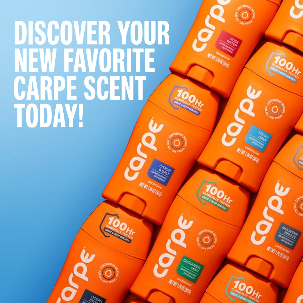 Carpe Antiperspirant Deodorant - Clinically Proven 100-Hour Protection Against Sweat and Odor - Fast-Drying, Non-Greasy Formula for All Genders - Free from Baking Soda and Parabens