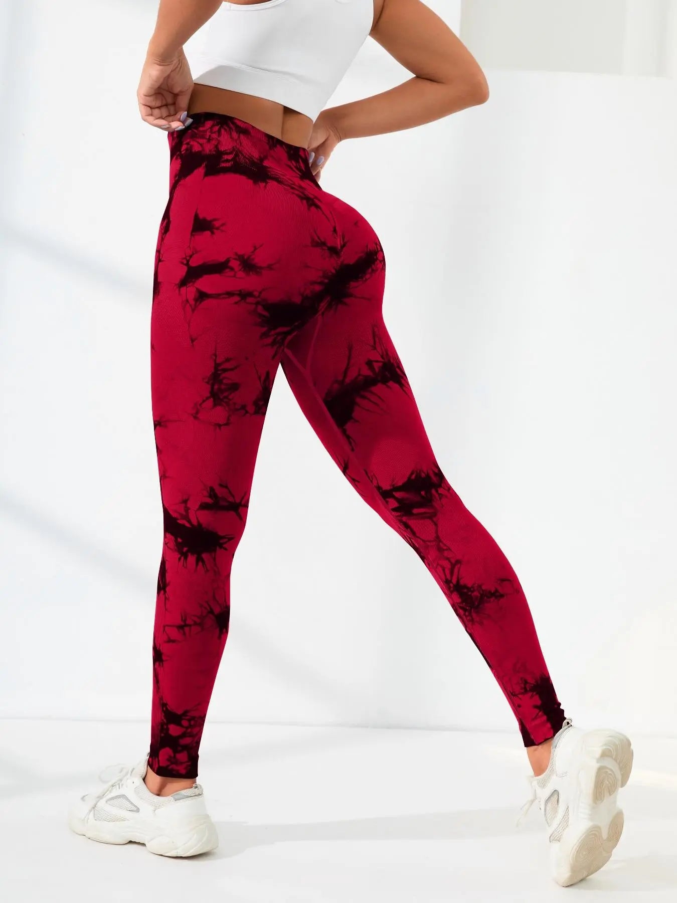 Women's High Waist Sports Leggings in Plain and Tie Dye Prints - Premium Gym and Yoga Wear for Fitness and Outdoor Activities