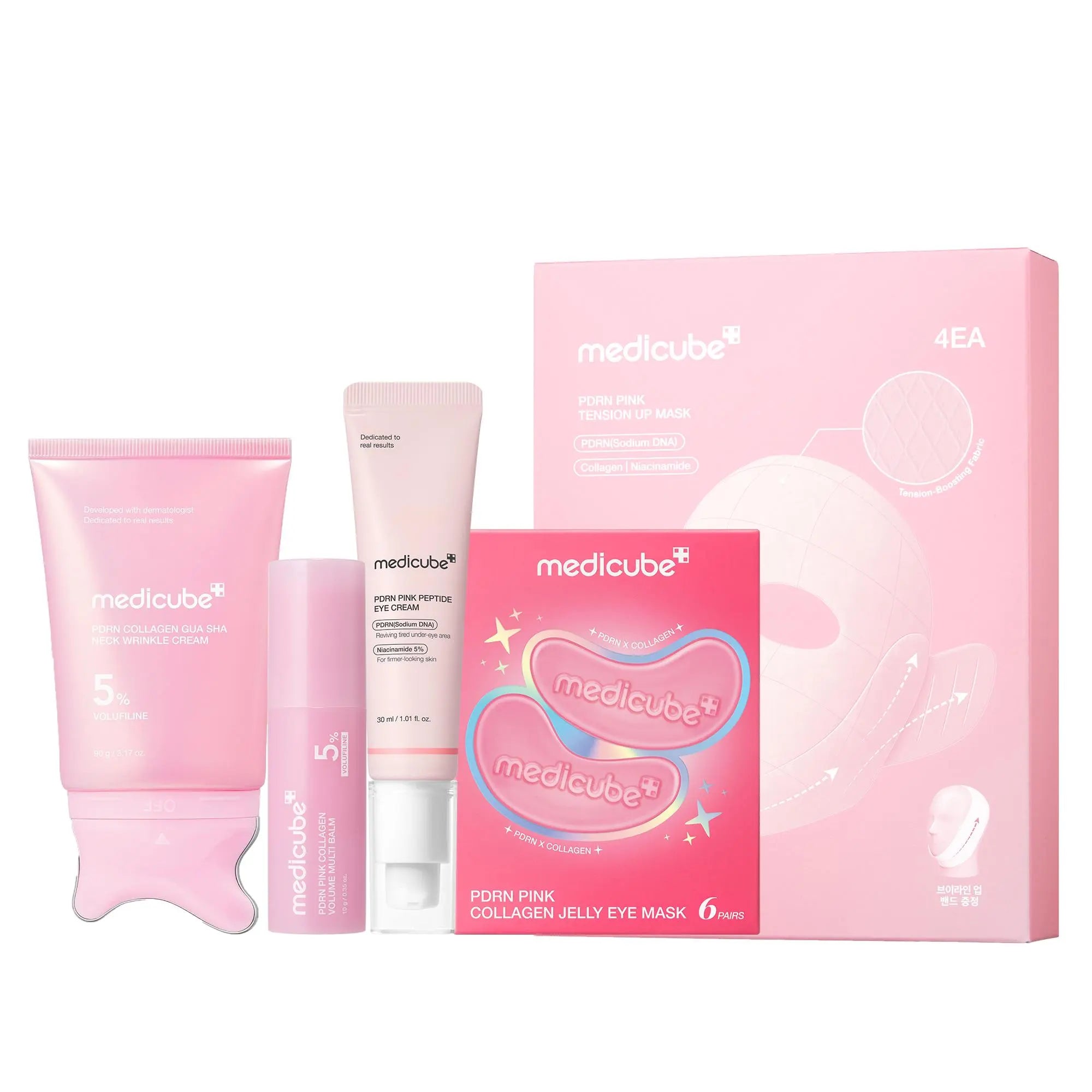Medicube PDRN Collagen Gua Sha Neck Cream with Integrated Massager, Enriched with 5% Volufiline for Firming and Contouring of Fine Lines on Jawline, Neck, Décolleté, Underarms, Chest, Legs, and Shoulders - Advanced Korean Skincare Solution
