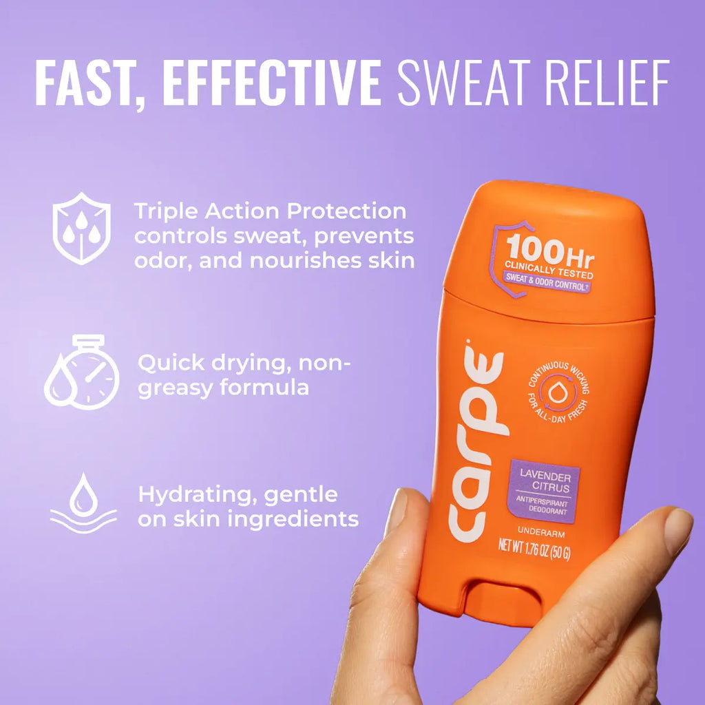 Carpe Antiperspirant Deodorant - Clinically Proven 100-Hour Protection Against Sweat and Odor - Fast-Drying, Non-Greasy Formula for All Genders - Free from Baking Soda and Parabens
