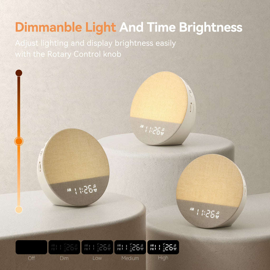 Sunrise Alarm Clock & Sound Machine with Dimmable Night Light for Bedrooms