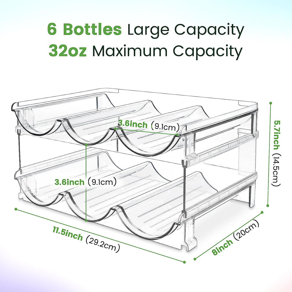 Water Bottle Storage Solution for Cabinets - Set of 2 Stackable Organizers