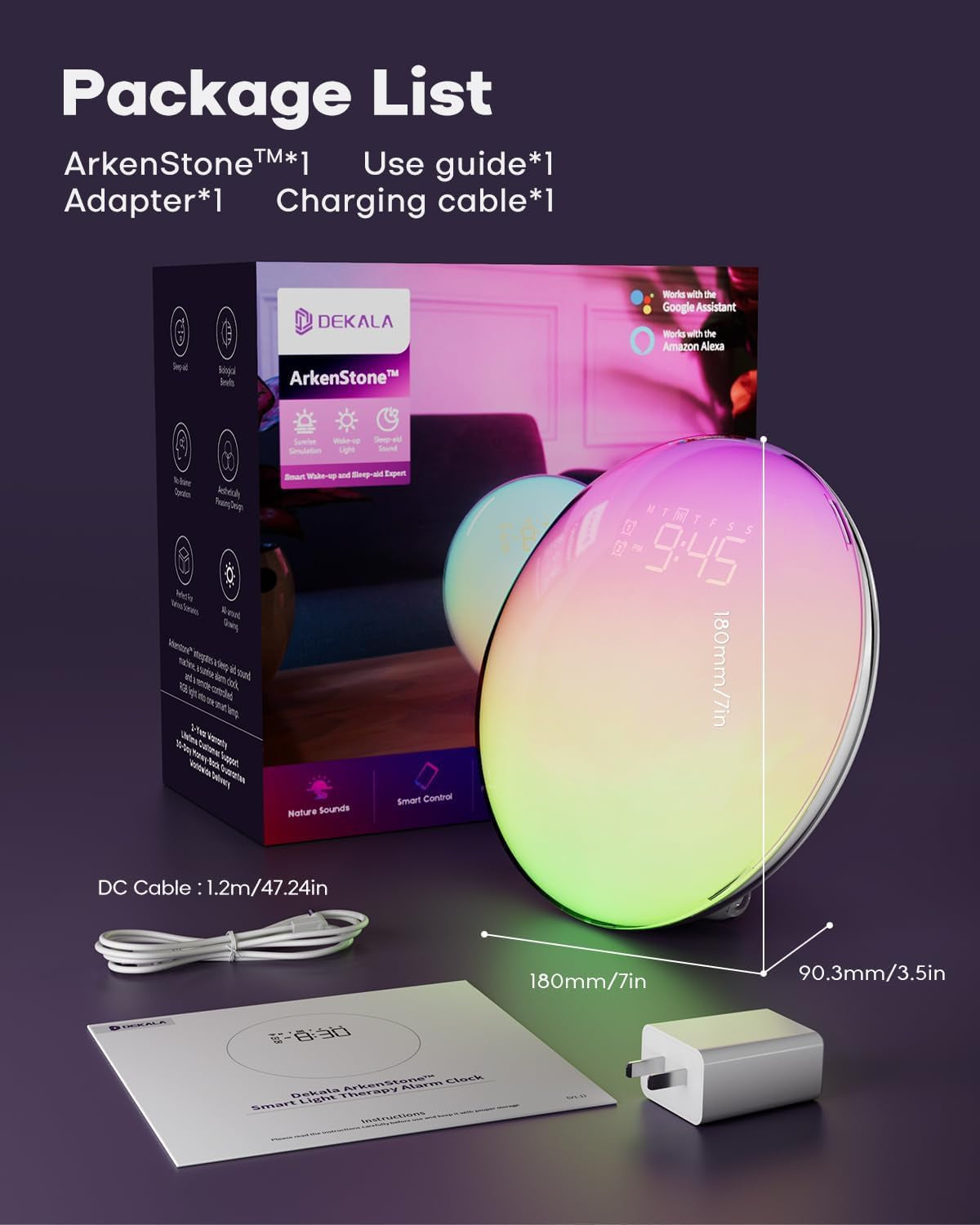 Smart Sunrise Alarm Clock with App Control& Bluetooth Speaker, Wake up Light Sunlight Sunset Lamp, White Noise Sound Machine, Night Light for Bedrooms, Alarms for Heavy Sleepers Kids & Adults