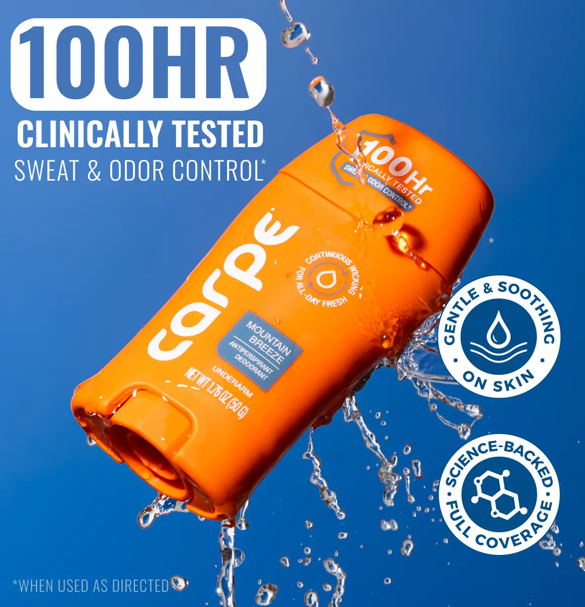 Carpe Antiperspirant Deodorant - Clinically Proven 100-Hour Protection Against Sweat and Odor - Fast-Drying, Non-Greasy Formula for All Genders - Free from Baking Soda and Parabens