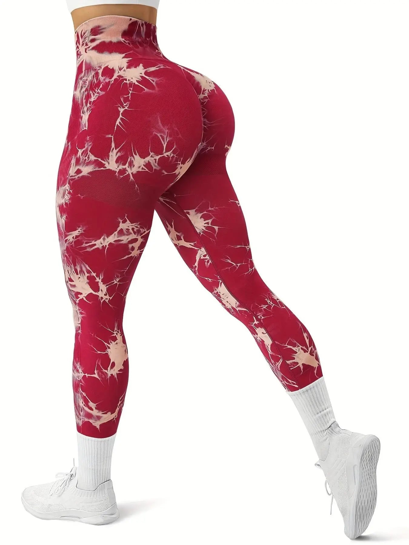 Women's High Waist Sports Leggings in Plain and Tie Dye Prints - Premium Gym and Yoga Wear for Fitness and Outdoor Activities