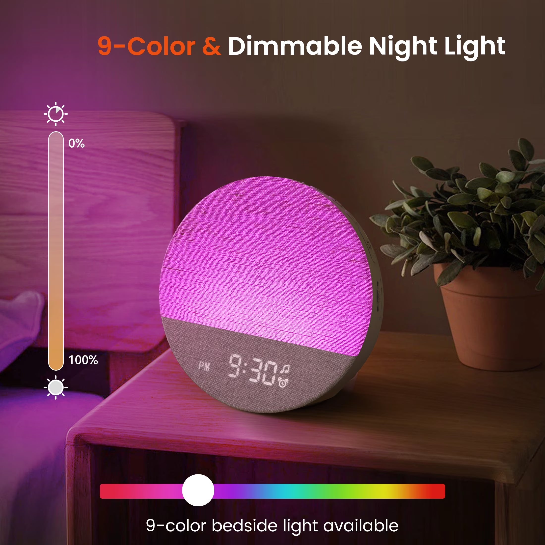 Sunrise Alarm Clock & Sound Machine with Dimmable Night Light for Bedrooms