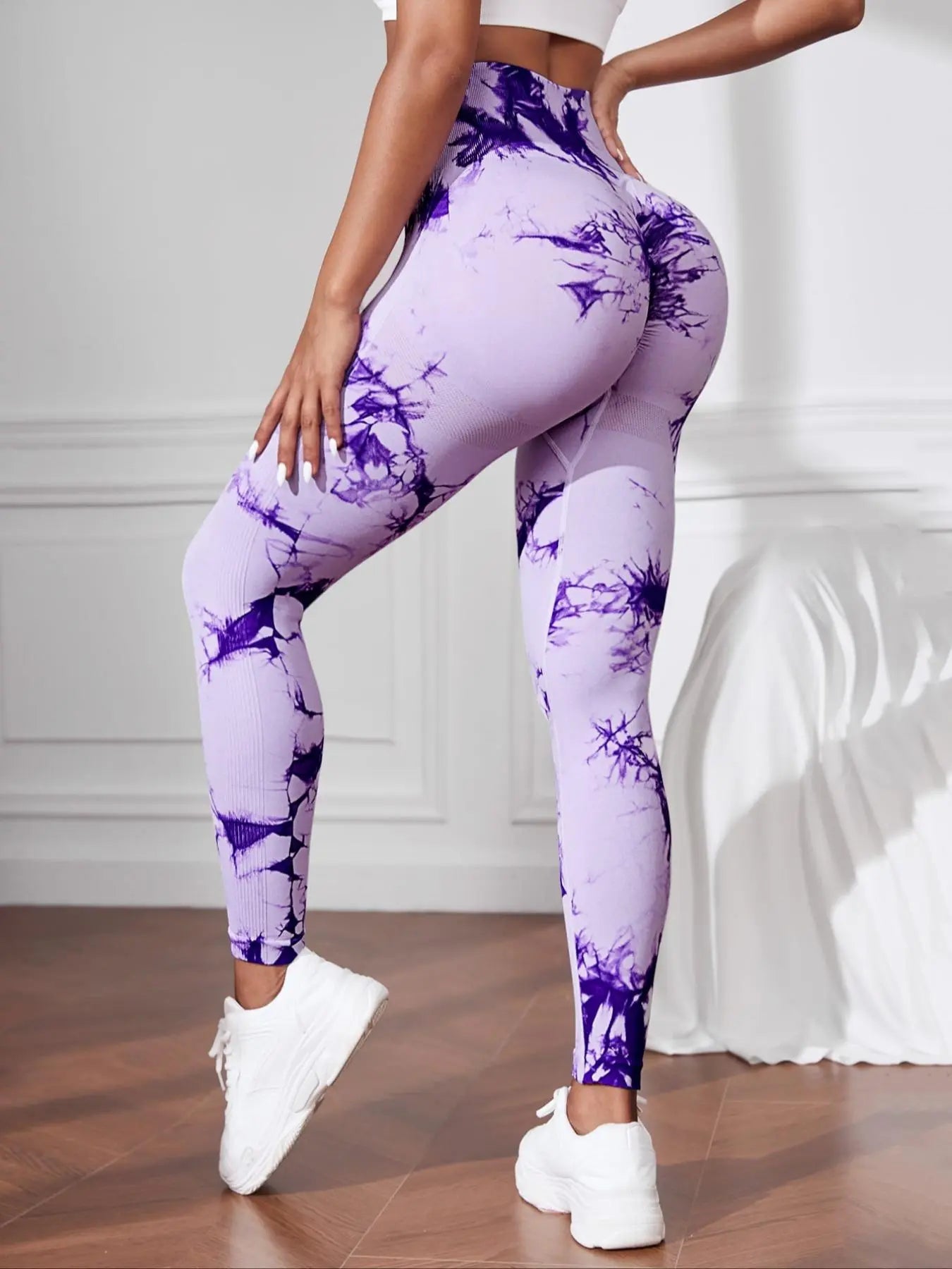 Women's High Waist Sports Leggings in Plain and Tie Dye Prints - Premium Gym and Yoga Wear for Fitness and Outdoor Activities