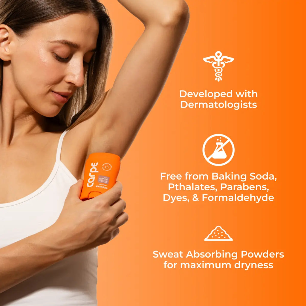 Carpe Antiperspirant Deodorant - Clinically Proven 100-Hour Protection Against Sweat and Odor - Fast-Drying, Non-Greasy Formula for All Genders - Free from Baking Soda and Parabens