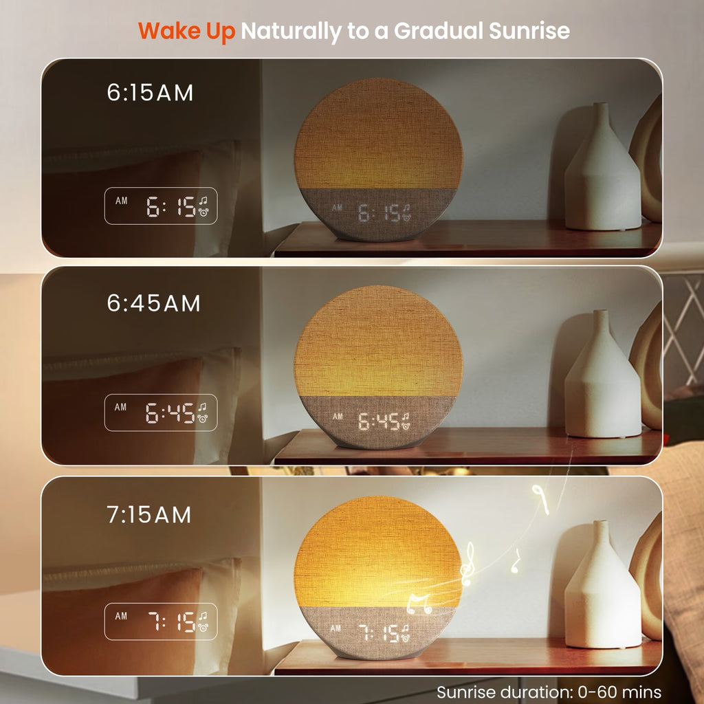 Sunrise Alarm Clock & Sound Machine with Dimmable Night Light for Bedrooms
