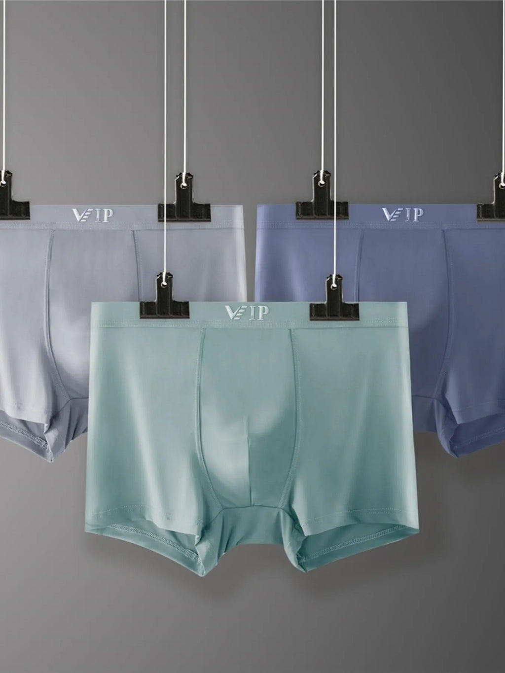 Men's VIP Solid Breathable Boxer Briefs - Regular Fit Casual Underwear Set for Summer 2024